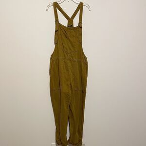 Aerie Size S Brown Tan Linen Lyocell Sleeveless Overalls